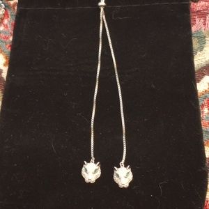 Lioness necklace with green emerald eyes